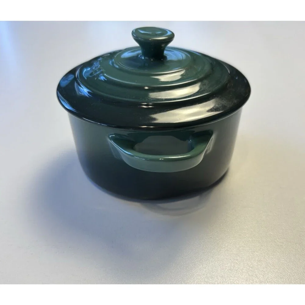 Le Creuset Stoneware Mini Round Cocotte & Lid Artichaut Green 8 Ounce 3.5